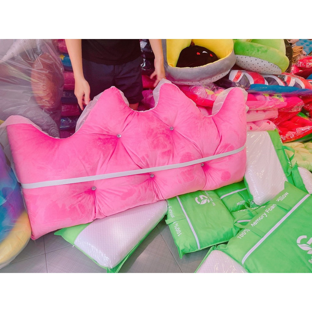 Gối Tựa Kê Đầu Giường Mẫu Hoàng Gia - Khuy Nút - Size 80x1m6 - Nhà Shy