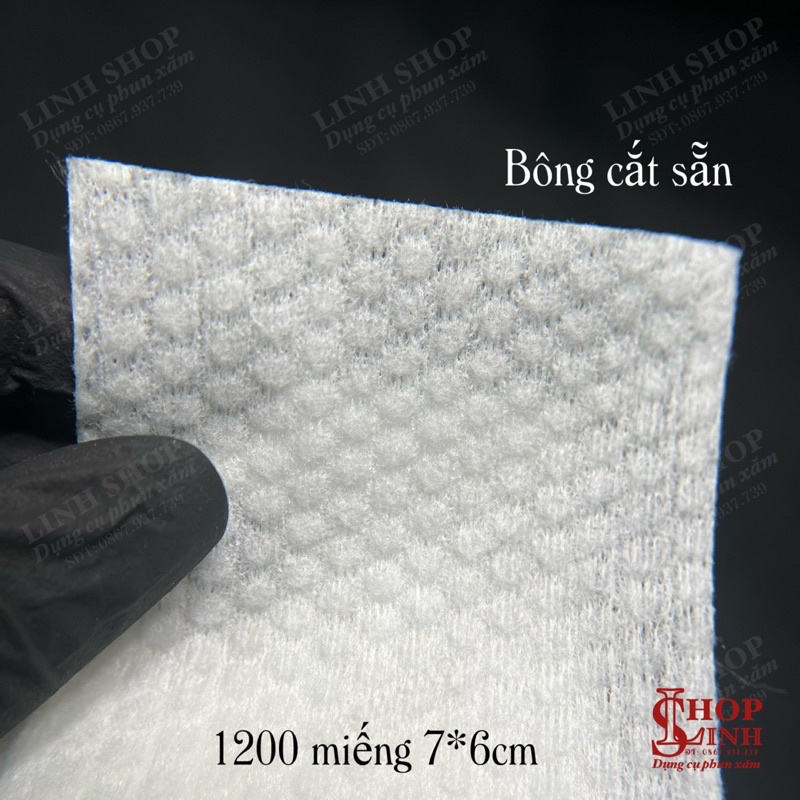 Bông cắt sẵn 1200 miếng 7*6cm, bông tẩy trang, khăn khô thấm hút nước