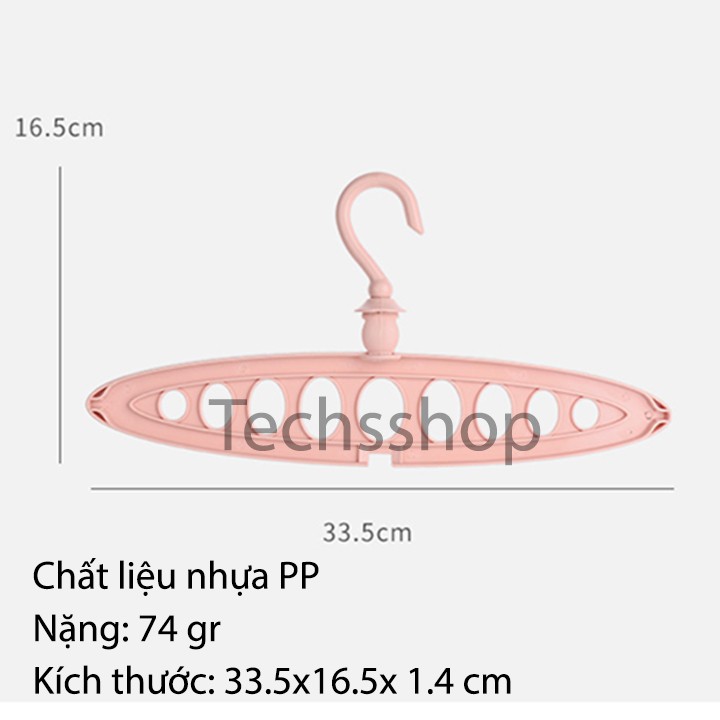 [Loại mới] Móc treo quần áo 9 lỗ xoay 360 độ -Loại hình bầu dục chắc chắn - Loại 1