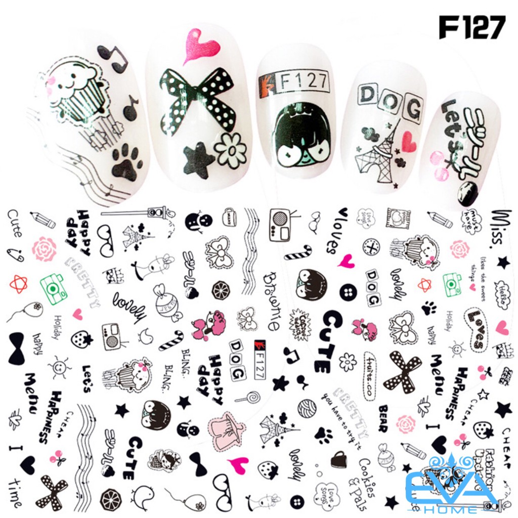 Miếng Dán Móng Tay 3D Nail Sticker Hoạt Hình F127