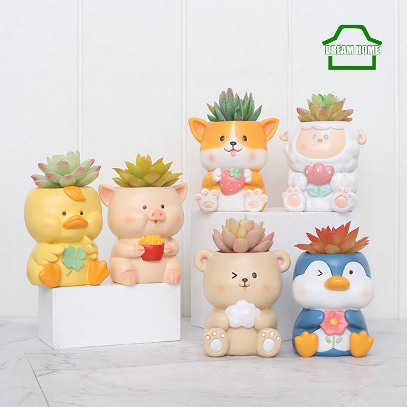 Chậu Cây Nhỏ Bằng Resin Họa Tiết Hoạt Hình Dễ Thương Trang Trí Bàn Làm Việc / Sân Vườn / Nhà Cửa / Văn Phòng