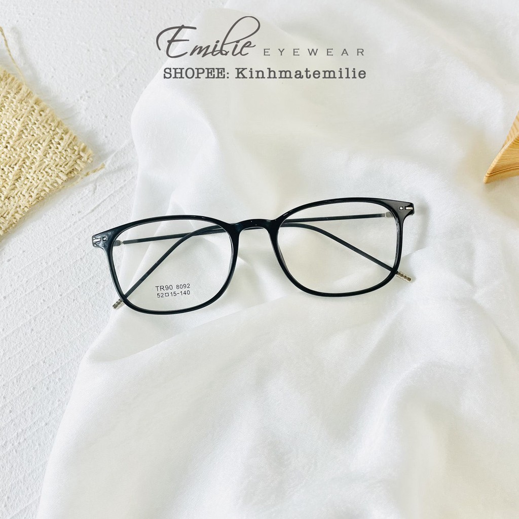 Gọng kính nhựa dẻo vuông bầu nhỏ nam nữ Emilie eyewear phụ kiện thời trang 8092