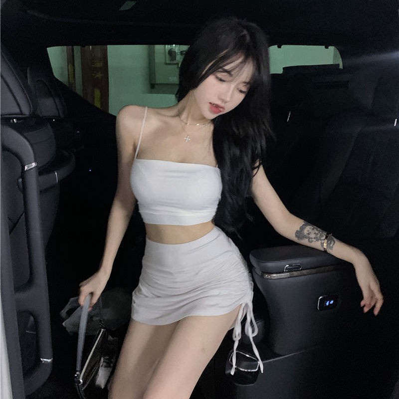 Set áo hai dây + chân váy lưng cao thời trang mùa hè trẻ trung quyến rũ cho nữ (có bán lẻ) | BigBuy360 - bigbuy360.vn