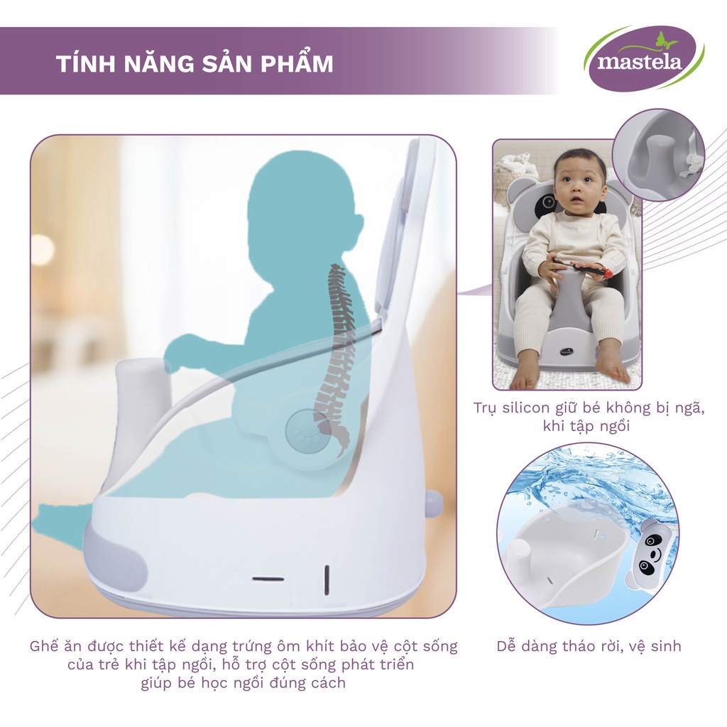 Ghế tập ngồi, ghế ăn dặm, xe kéo 3 in 1 đa năng cho bé Mastela 1018, lót silicon cao cấp - Bảo hành 12 tháng chính hãng