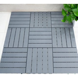 Vỉ Nhựa Lót Sàn Kiểu Gỗ 5 Nan Lót Sàn Ban Công/Nhà/Hồ Bơi, 30x30cmx1.9cm(11 miếng)