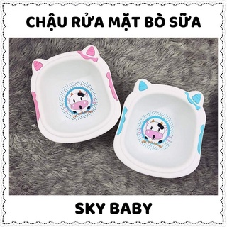 Chậu rửa mặt cho bé bò sữa, thau nhựa vệ sinh cơ thể cho trẻ sơ sinh đến 6 tuổi nhựa ABS nguyên sinh đa năng