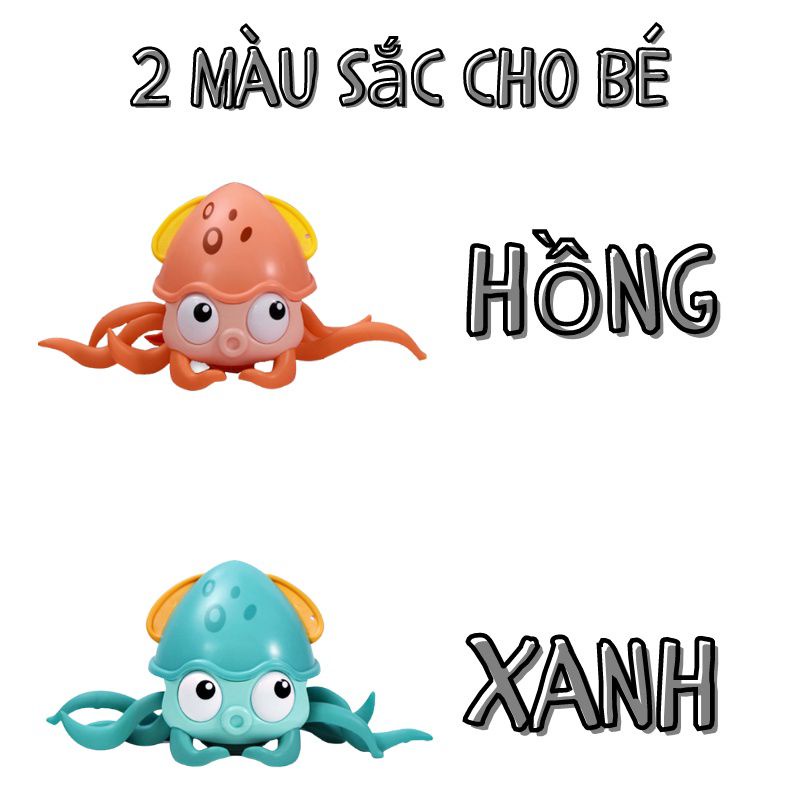 Đồ chơi bạch tuộc bơi lội, bạch tuộc kéo dây bò ngang bằng cót đồ chơi nhà tắm vui nhộn cho bé