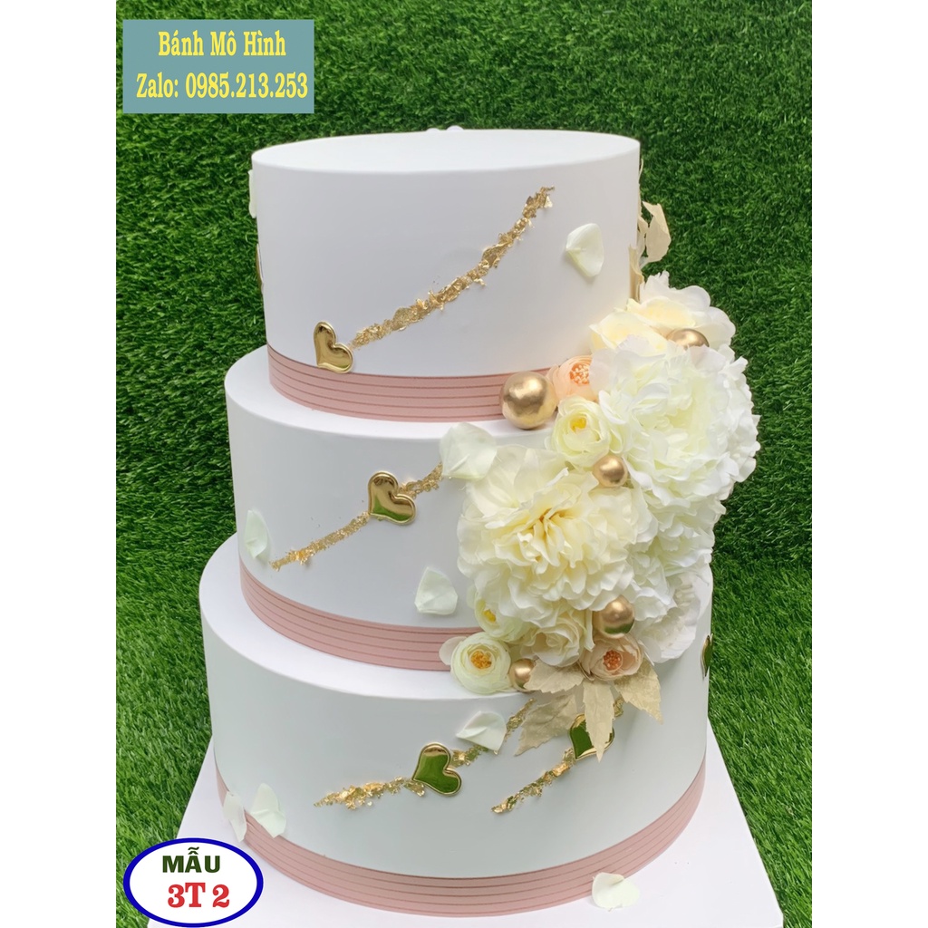 Bánh cứơi mô hình, bánh kem mô hình, bánh kem giả dành cho đám cưới. bánh kem mô hình 3 tầng.