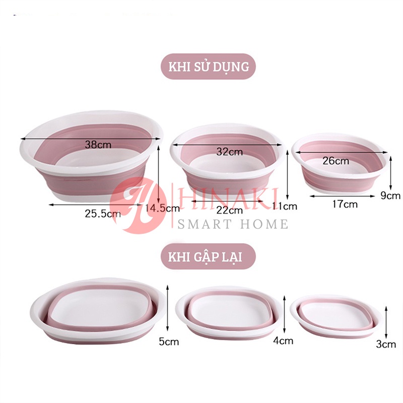 Thau gấp gọn silicon, Chậu rửa gấp gọn dùng trong nhà bếp, tiết kiệm không gian