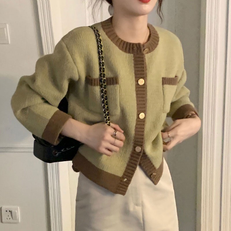 Áo Croptop Tay Dài Cổ Tròn Phong Cách Hàn Quốc Cho Nữ