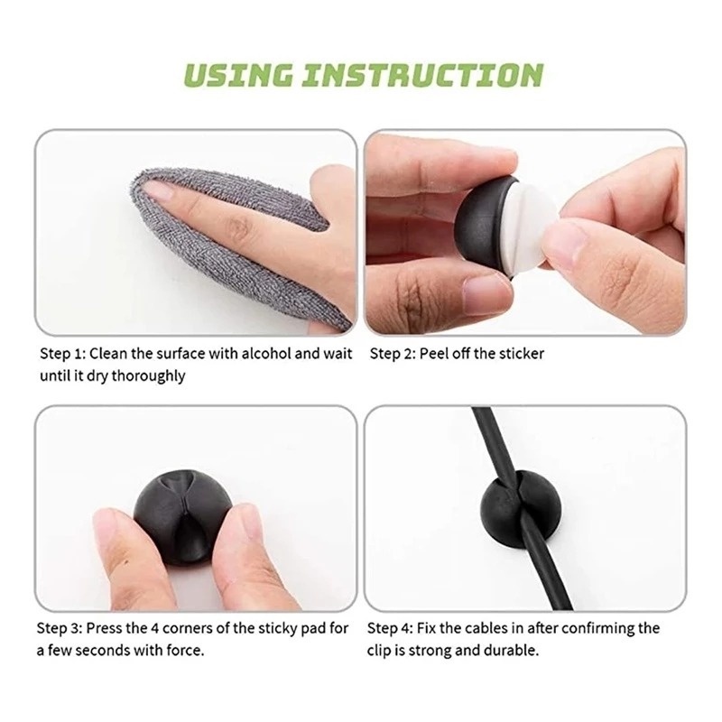 Set 10 Kẹp Giữ Dây Cáp Tai Nghe/Dây Cáp Bằng Silicon Tự Dính Đa Năng