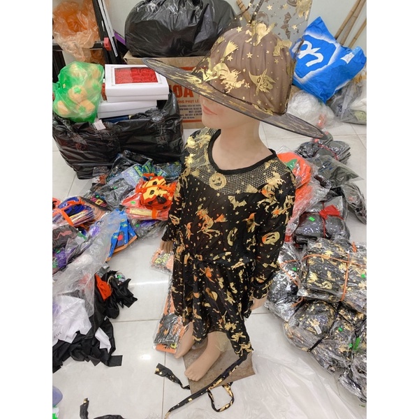 Sét bộ hoá trang halloween phù thuỷ cho bé gái gồm