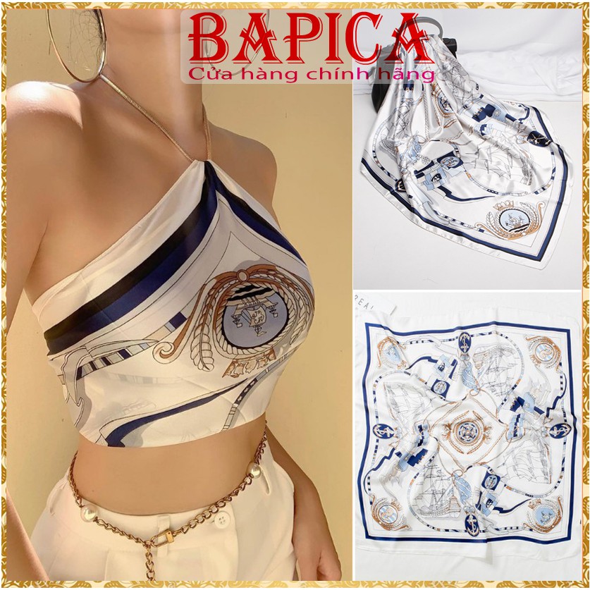 Khăn bandana lụa vuông 70x70 turban quàng cổ áo khăn yếm bandana lụa satin thời trang hàn quốc đội đầu unisex nam nữ B1