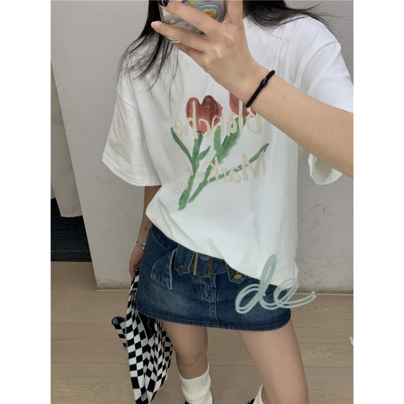 Áo Thun Cotton Trơn Dáng Rộng Thoáng Khí Ngắn Tay Thời Trang 49378