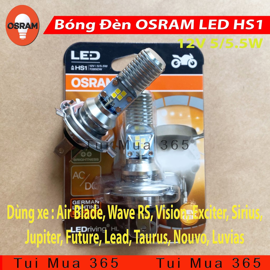 ◕✇Bóng đèn LED HS1 tăng sáng trắng OSRAM Air Blade, Wave RS, Vision, Exciter, Sirius, Jupiter, Future