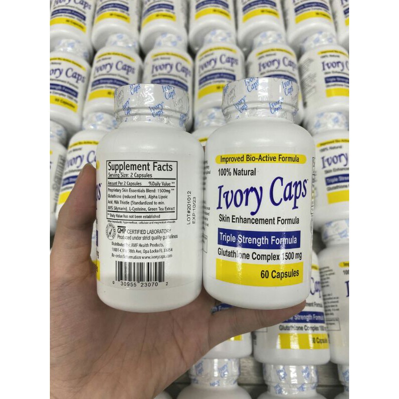 Viên Uống Trắng Da -  nám số 1 của Mỹ -  Ivory Caps Glutathione 60 viên usa 🇺🇸🇺🇸🇺🇸( date 10/2023 )