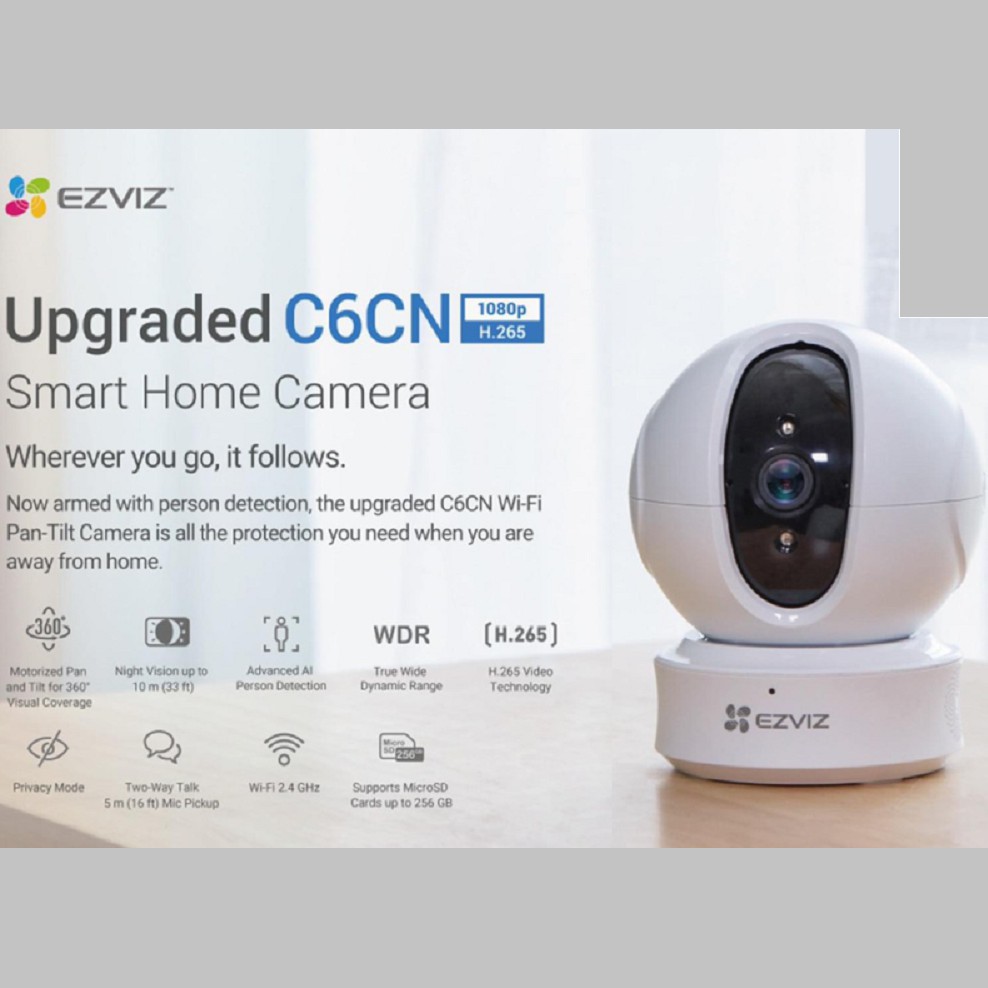 Camera Wifi EZVIZ trong nhà C6CN SMART HOME 2M HD 1080P, Camera Xoay [C6N TY2 C22EP C8C C6W A22EP] Chính Hãng 24TH