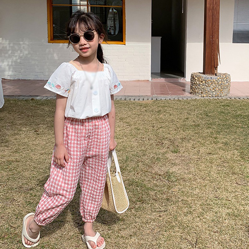 Quần ống rộng Họa Tiết Caro Thời Trang Cho Bé