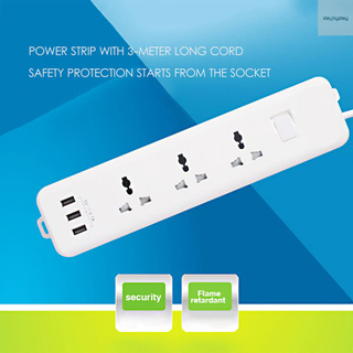 Ổ Cắm Điện Có Dây Dài 3m 3 Cổng Usb