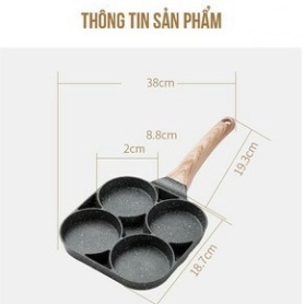 Chảo Chiên Trứng, Làm Bánh 4 Ngăn, Vân Đá, Đá Maifan Siêu Bền, sử dụng mọi loại bếp Lochi Store