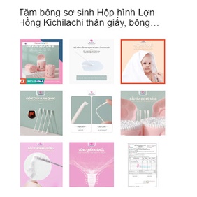 Tăm bông sơ sinh Hộp hình Lợn Hồng Kichilachi thân giấy, bông ngoáy tai trẻ em hộp 200 que