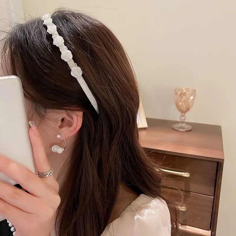 Bờm tóc hoa hồng phối đá thoi mã WH-865