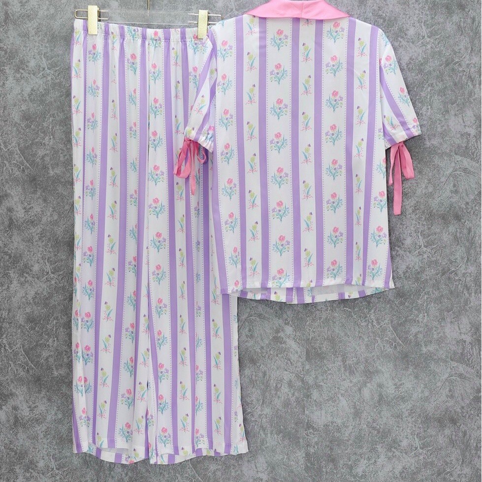 [Hàng Sẵn chuyên Sỉ] b165 bộ đồ ngủ pijama QCCC tay bồng quần dài, chất siêu đẹp, in hình hoa siêu xinh.