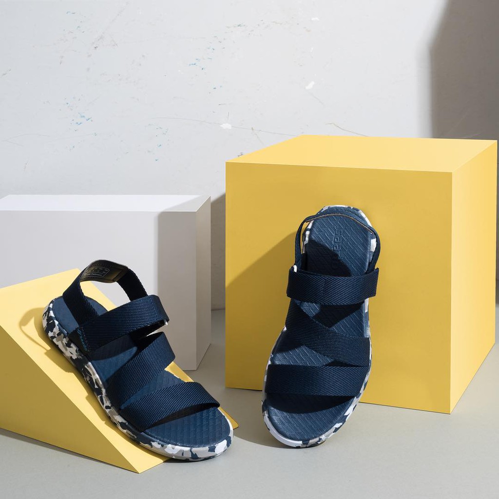 Dép sandal nam SAADO camo xanh navy đi học, đi chơi [HÀNG CHÍNH HÃNG]