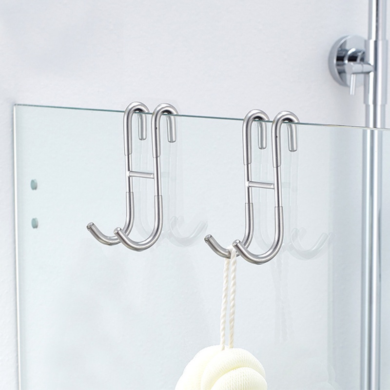 Set 2 Móc Treo Đồ Bằng Thép Không Gỉ Gắn Tường Chịu Được Sức Nặng