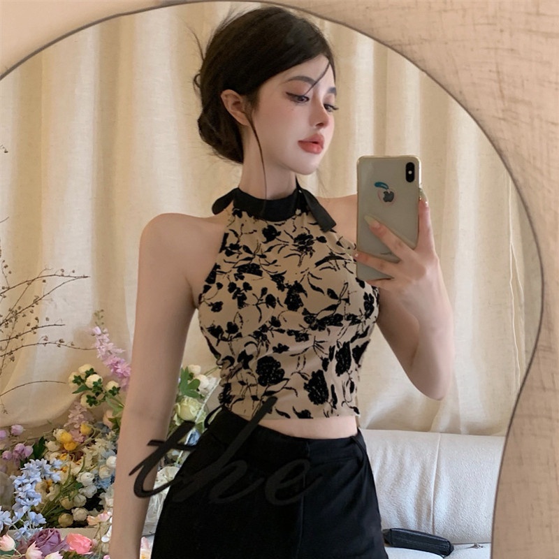 Áo Cổ Yếm Không Tay Thời Trang Mùa Hè Quyến Rũ Cho Nữ