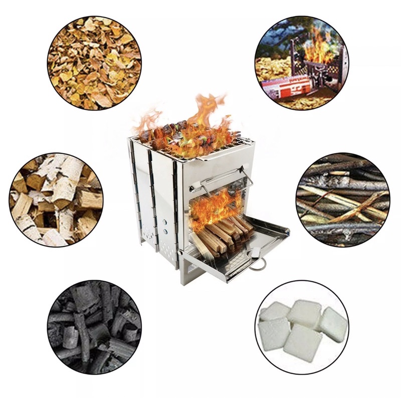 Bếp củi xếp gọn - Bếp củi bếp BBQ thích hợp cho cắm trại dã ngoại