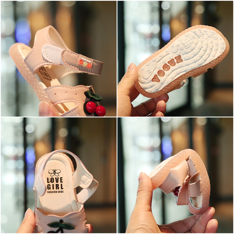 Sandal dép tập đi quả cherry mềm mại cho bé gái [DTD10]