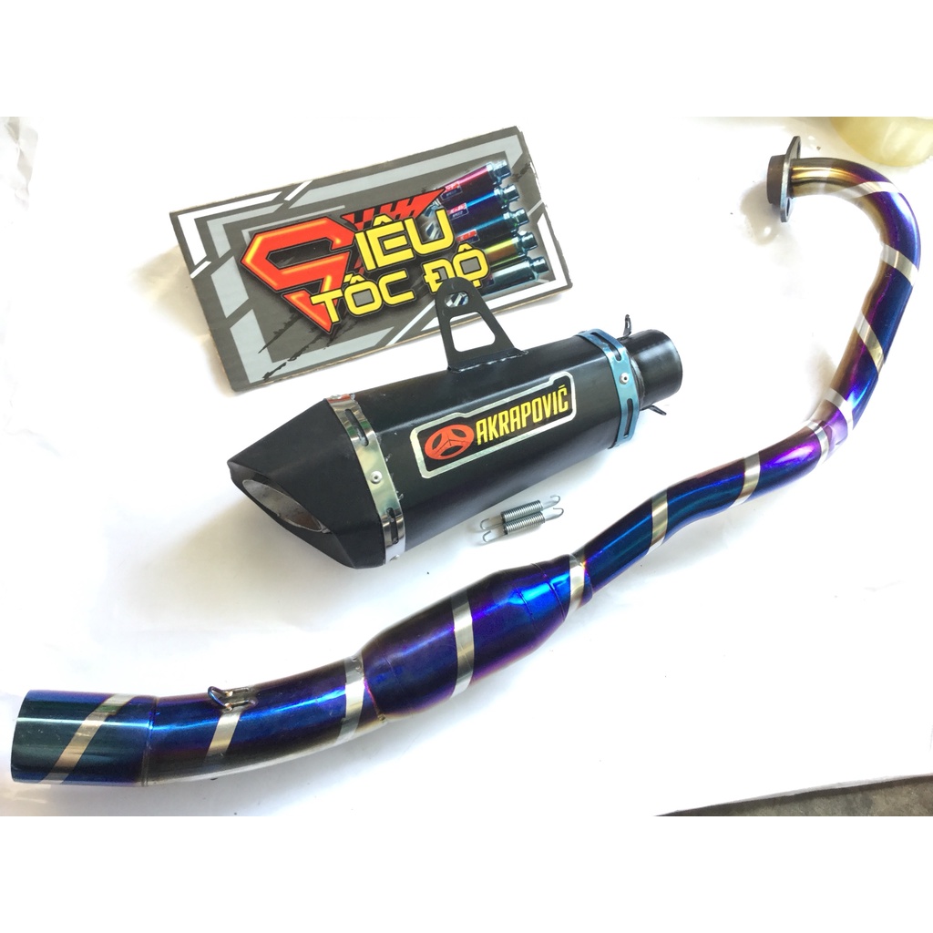 Bộ pô akapovic đen full cổ bầu hơi titan exciter, winer, sonic, raider fi, satria, gsx,...