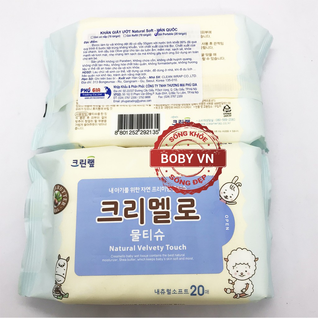 Khăn giấy ướt Natural Soft Hàn Quốc