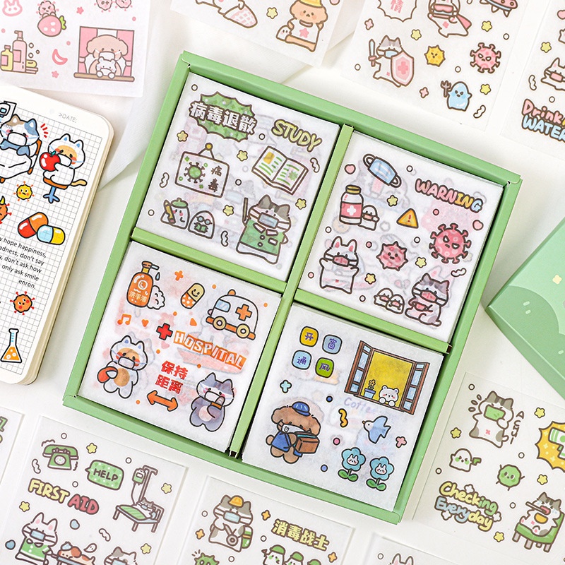 Set 100 tấm sticker họa tiết hoạt hình nhiều màu