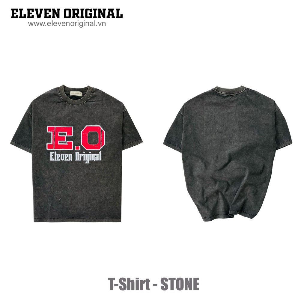 Áo thun Unisex, Wash Stone cao cấp Form Unisex Màu ĐEN XÁM - Eleven Original