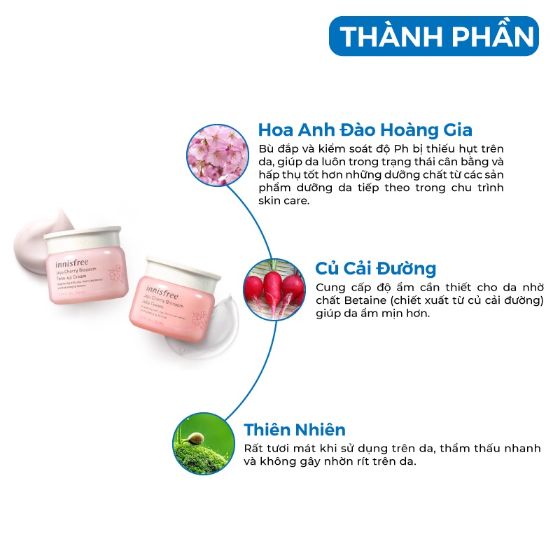 Bộ dưỡng trắng da - Bộ dưỡng ẩm từ hoa anh đào đảo Jeju innisfree Cherry Blossom Hàn Quốc 50ml