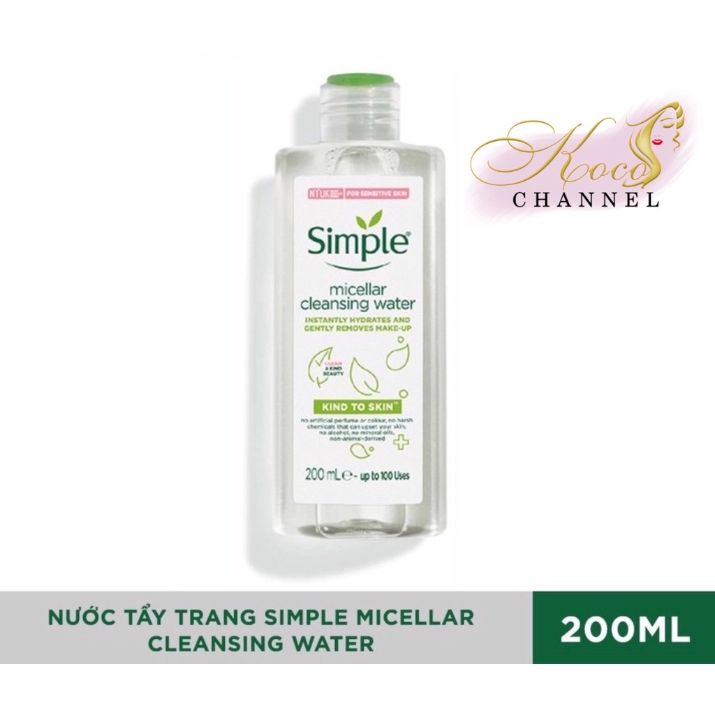 Nước Tẩy Trang Dịu Nhẹ Simple Kind To Skin Micellar Water 200ml