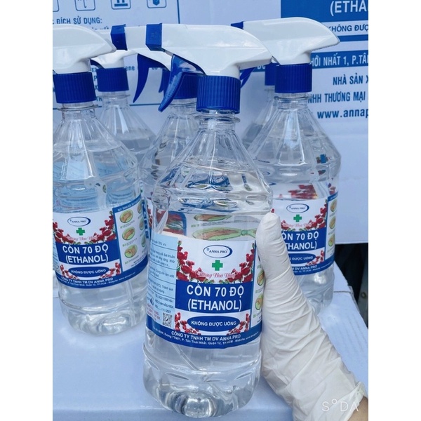Cồn Y Tế Rửa Tay Sát Khuẩn 70 Độ ETHANOL CHAI 1 LÍT CÓ VÒI XỊT Hương Hoa Hồng
