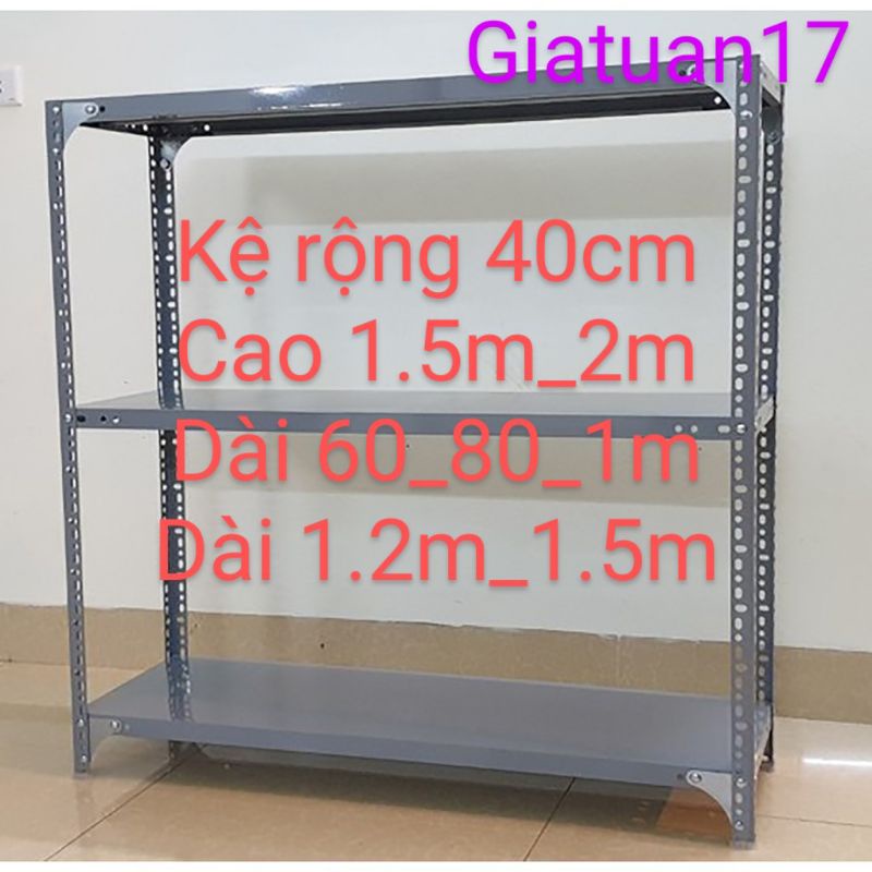 Kệ sắt mâm vê lỗ (rộng 40cm,cao 1.5m, dài 60cm_ 80cm_1m_1.2m_1.5m),( cao 1.5m) nhiều tầng