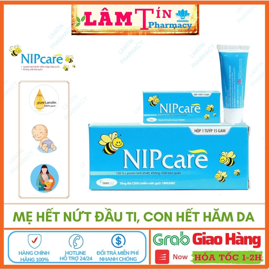 NIPCARE  Kem Bôi Nứt Đầu Ti, Hỗ Trợ Hăm An Toàn Tuyệt Đối Cho Trẻ Sơ Sinh - Chính Hãng ( Tub 15g )