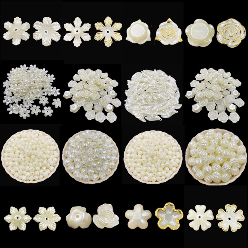 Set 5-50 mặt vòng cổ hình hoa màu be