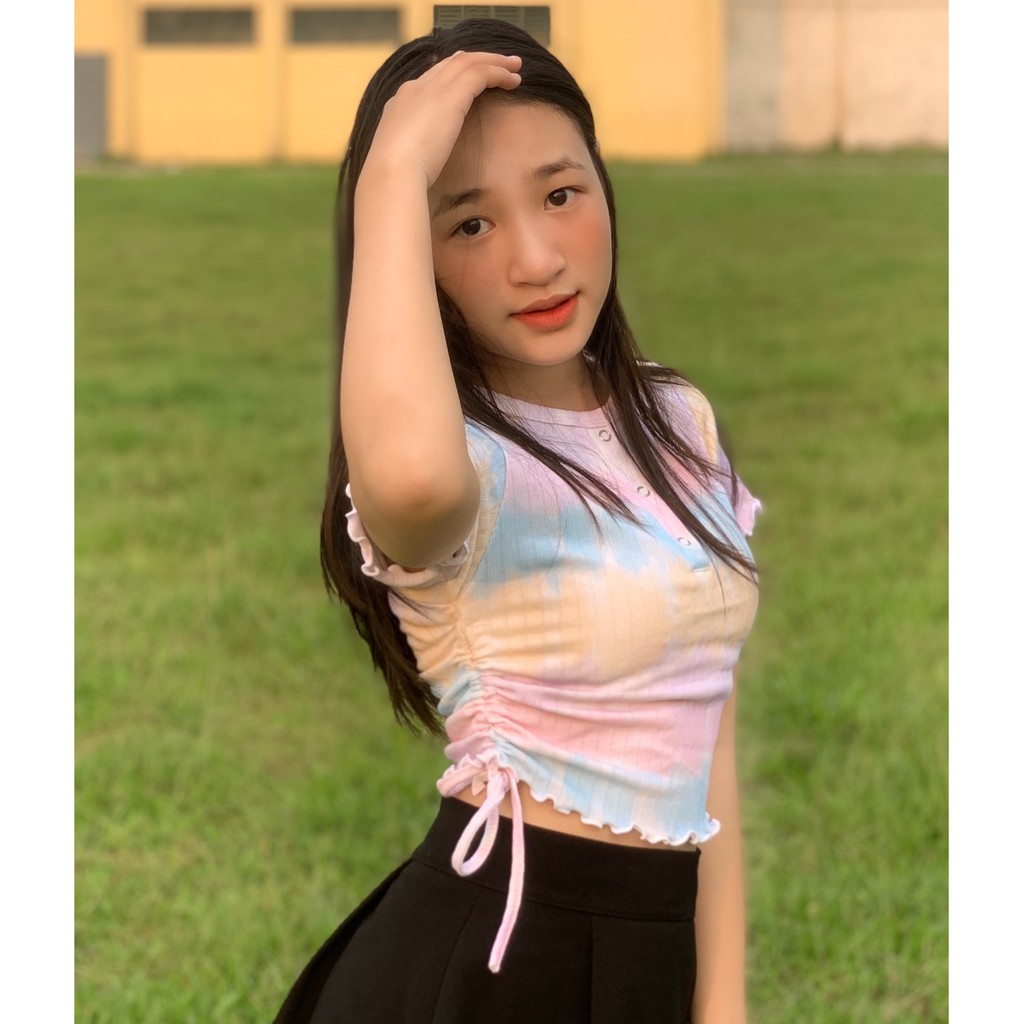 [Mã FAMAYWA giảm 10K đơn 50K] 🌈🌈Áo Croptop loang nút bấm dây rút hông cực chất🌈🌈 - 📸Kèm hình thật📸 | BigBuy360 - bigbuy360.vn