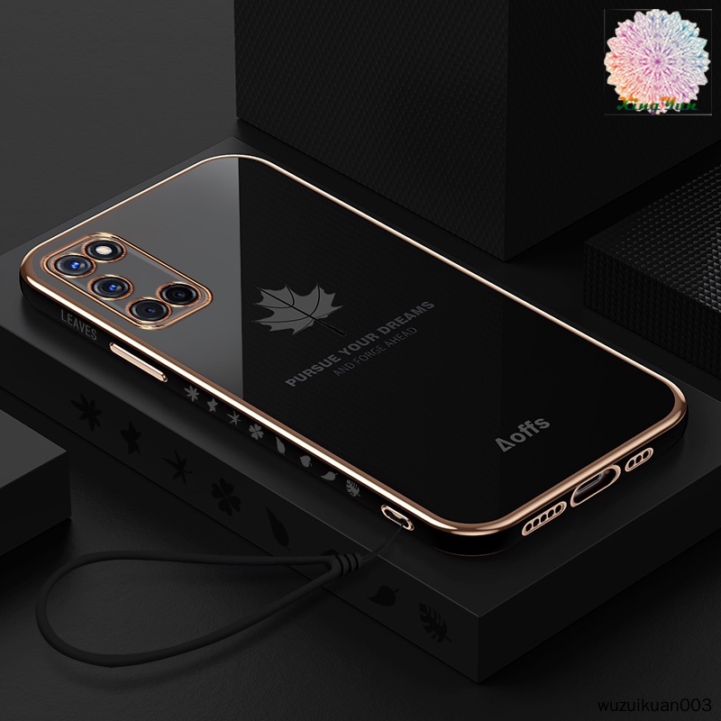 Ốp Điện Thoại Mềm Họa Tiết Lá Phong Có Dây Đeo Cho Oppo A92 A52 A32 A53 2020 A83 A36 A76