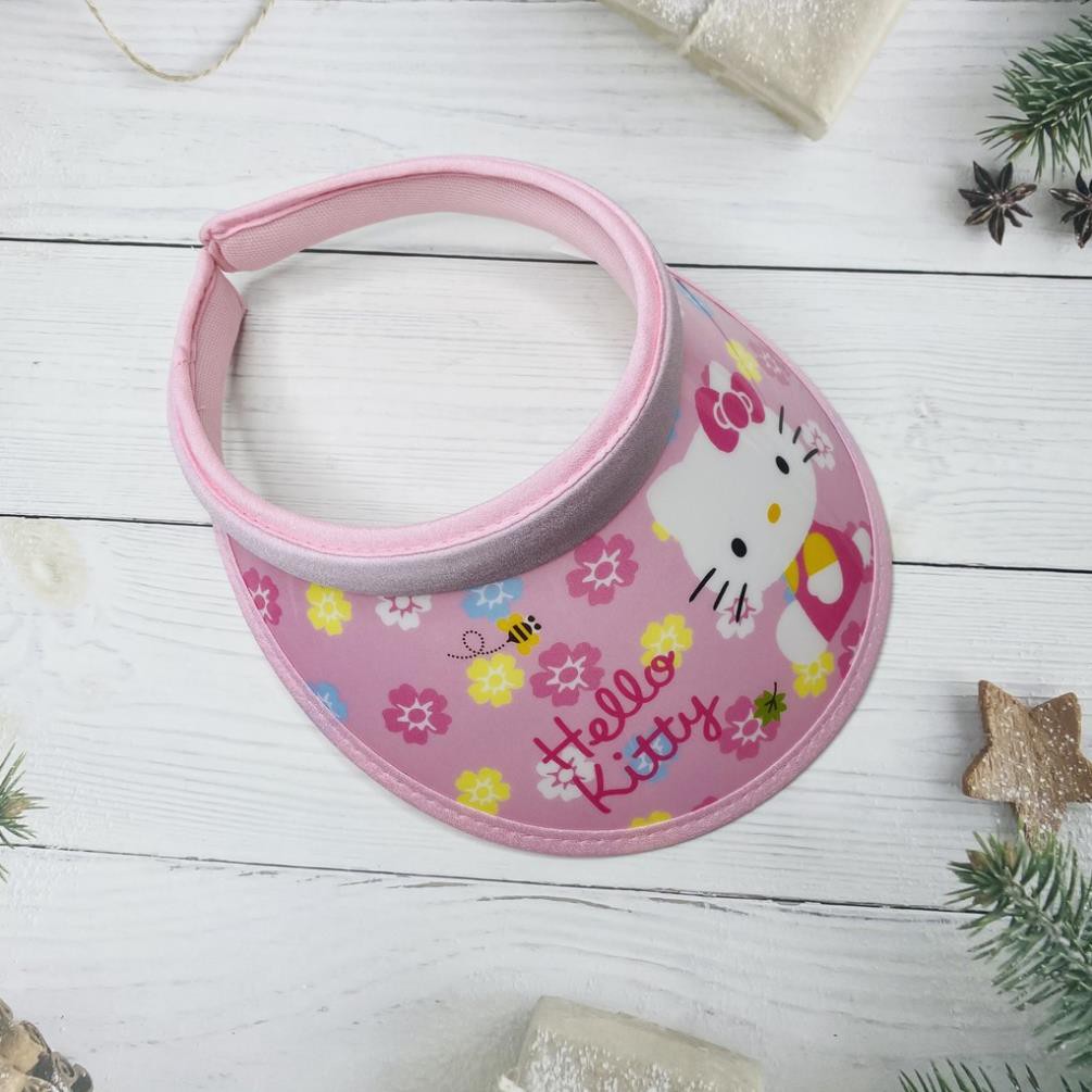 Mũ nửa đầu, nón đi biển cho bé in hình mèo hello kitty đáng yêu, cực sành điệu