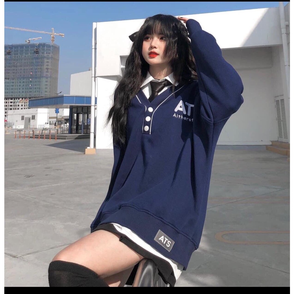 Áo Nỉ Sweet Nữ Form Rộng ATS Tay Dài Bồng Dày Dặn-🔥Áo khoác phom rộng Freeship extra🍀ONE UNISEX | BigBuy360 - bigbuy360.vn