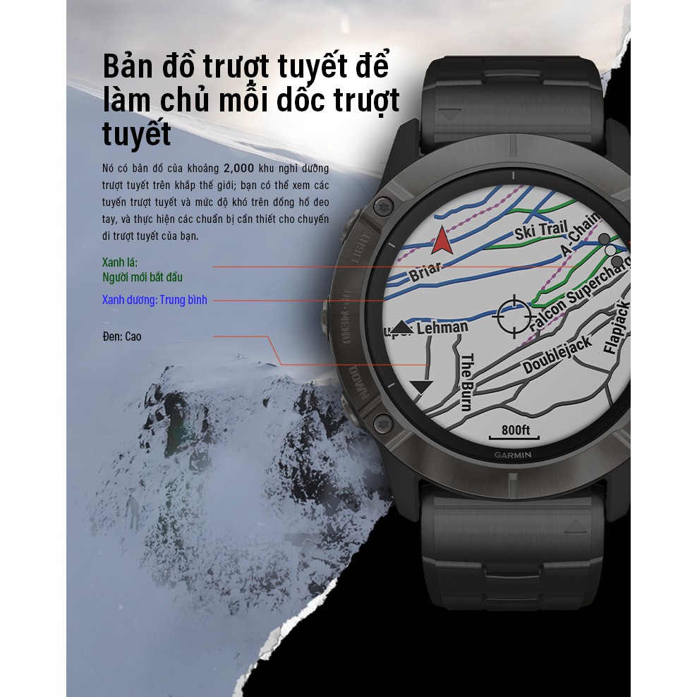 [Qùa tặng - HRM-Pro] Đồng hồ thông minh Garmin Fenix 6 – Titanium with Ember Orange Band, GPS_010-02158-55