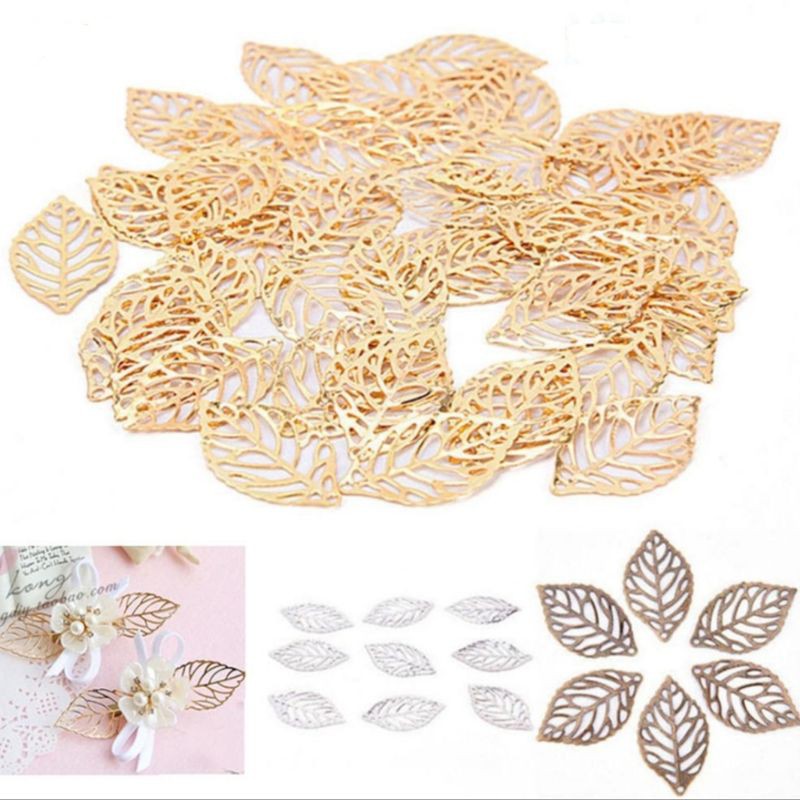 Set 10 phiến lá kim loại trang trí resin, trang sức