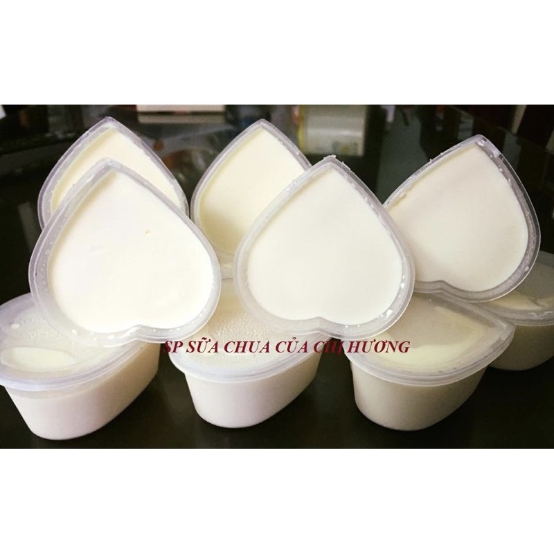 Cốc nhựa trái tim đựng caramen, flan, sữa chua, rau câu (10 cốc)