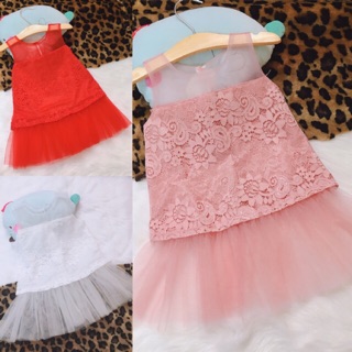 Đầm đuôi cá chữ A ren hoa cho bé gái 9-27kg